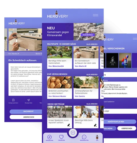 Herovery Nachbarschaftshilfe Plattform Screenshot