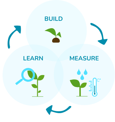 Abbildung: Lean Production Kreislauf "build, measure, learn" für Deine Softwarelösung